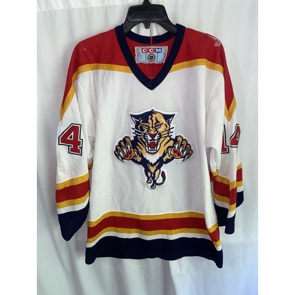 Vintage Florida Panthers #14 Stu Barnes CCM Hockey Jersey Mens Large READ FLAW